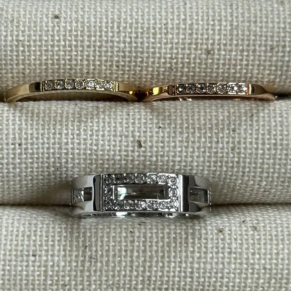 Modern Swarovski Stackable Geometric Ring - Picture 2 of 4